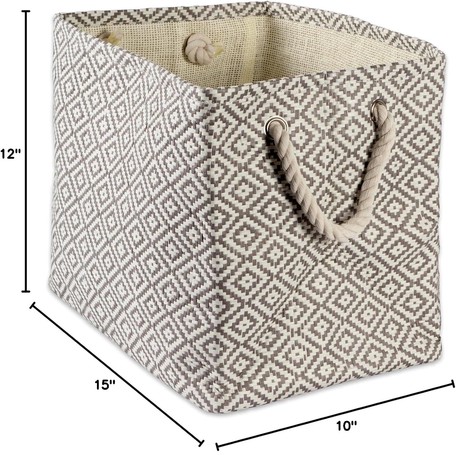 imageDII Woven Paper Storage Bin Geo Diamond Stone Medium RectangleGray