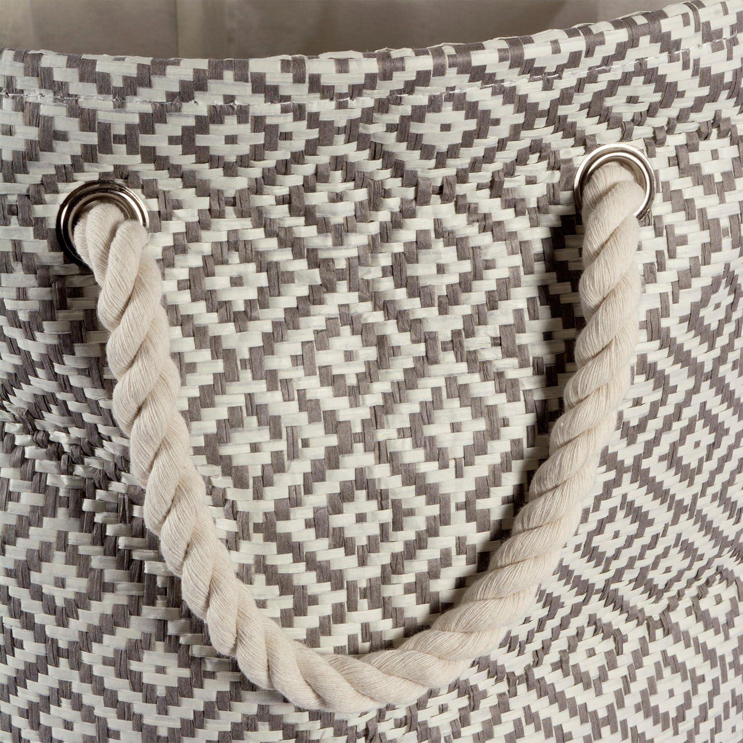 imageDII Woven Paper Storage Bin Geo Diamond Stone Medium RectangleGray