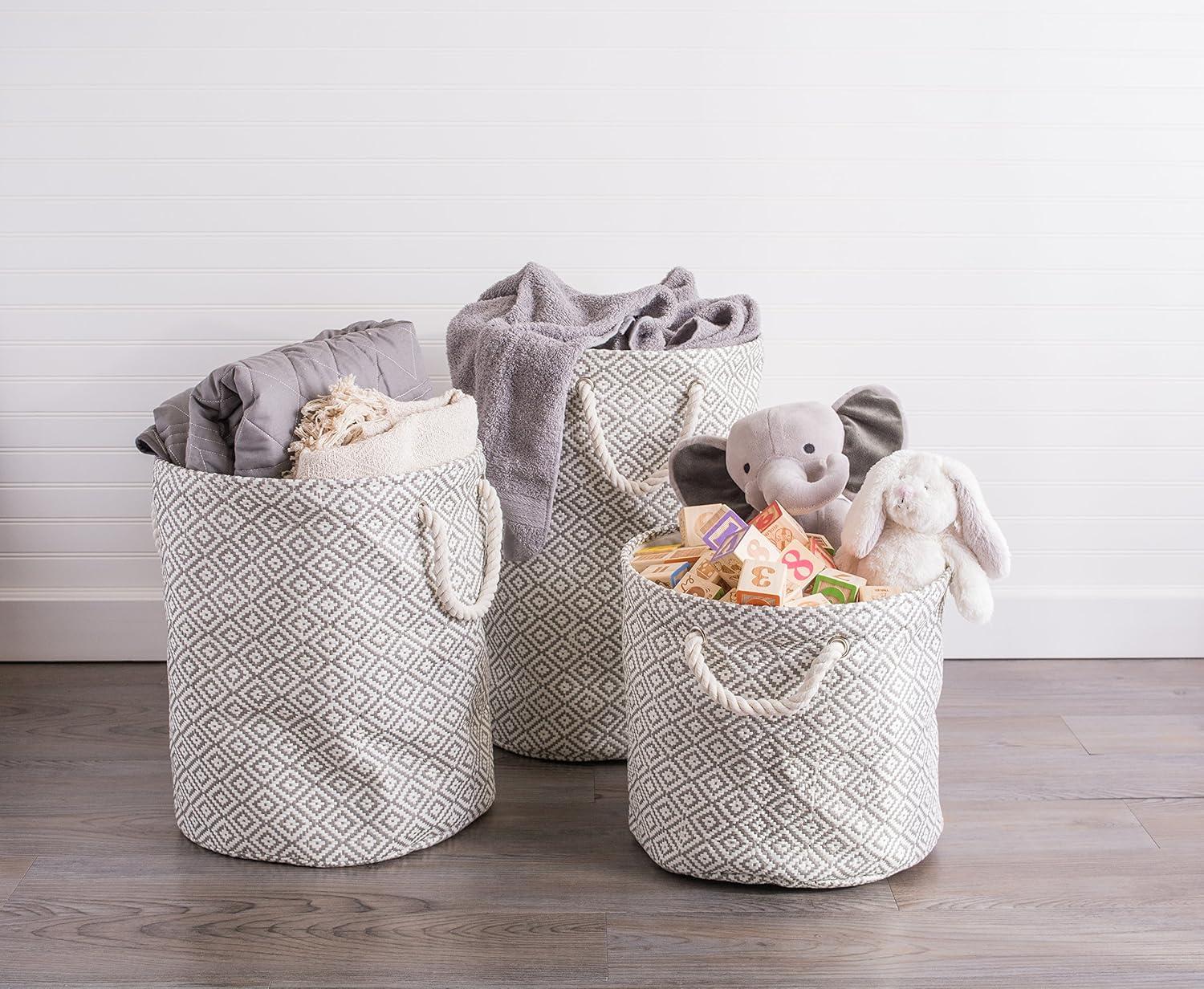 imageDII Woven Paper Storage Bin Geo Diamond Stone Medium RectangleGray