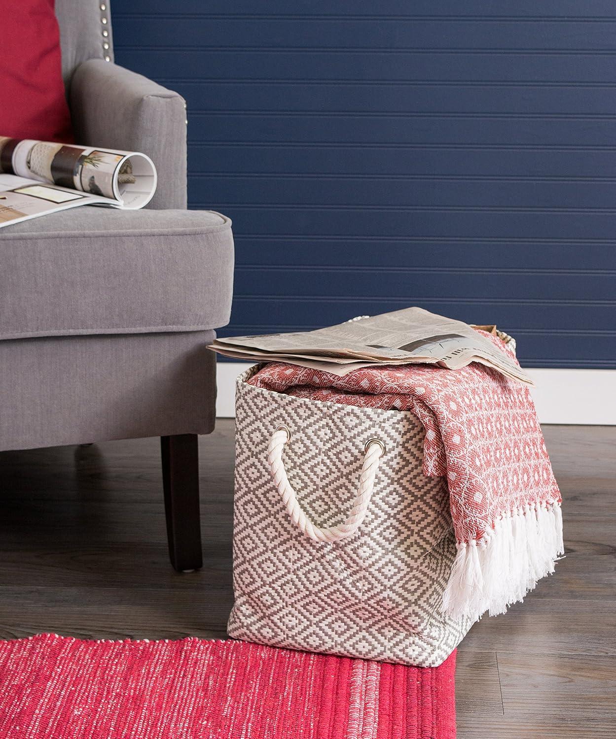 imageDII Woven Paper Storage Bin Geo Diamond Stone Medium RectangleGray