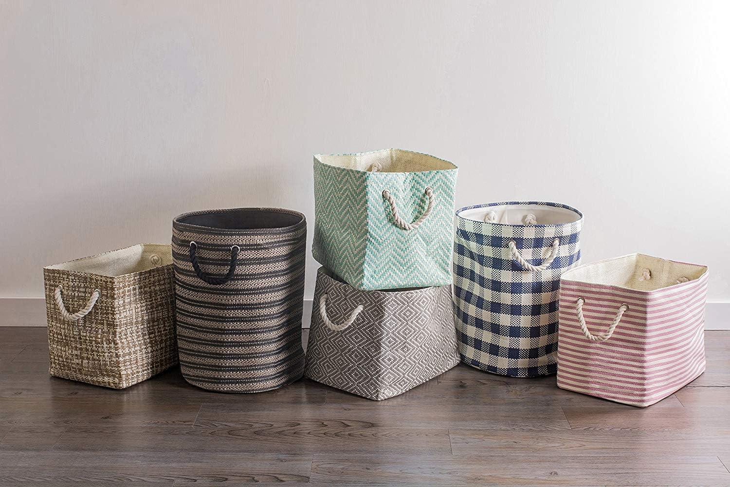 imageDII Woven Paper Storage Bin Geo Diamond Stone Medium RectangleGray