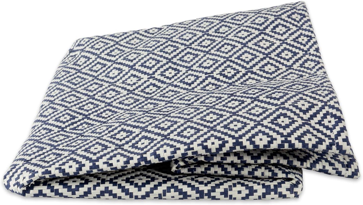 imageDII Woven Paper Storage Bin Geo Diamond Stone Medium RectangleNautical Blue