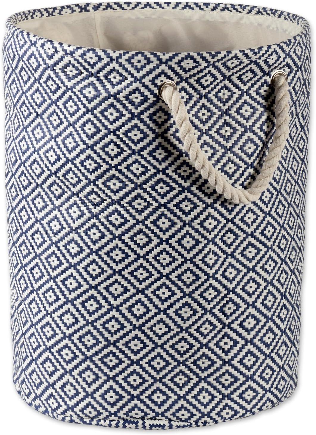 imageDII Woven Paper Storage Bin Geo Diamond Stone Medium RectangleNautical Blue
