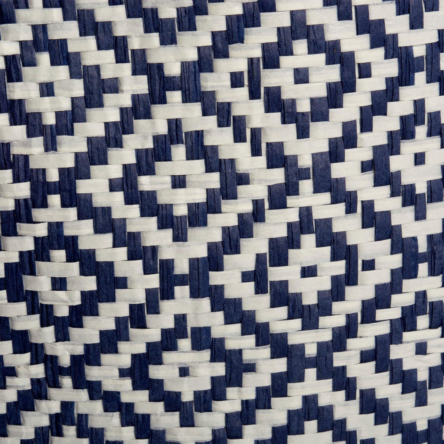imageDII Woven Paper Storage Bin Geo Diamond Stone Medium RectangleNautical Blue