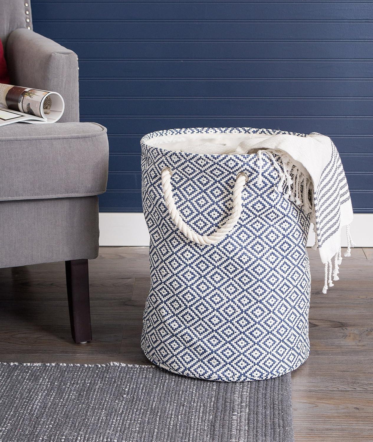 imageDII Woven Paper Storage Bin Geo Diamond Stone Medium RectangleNautical Blue