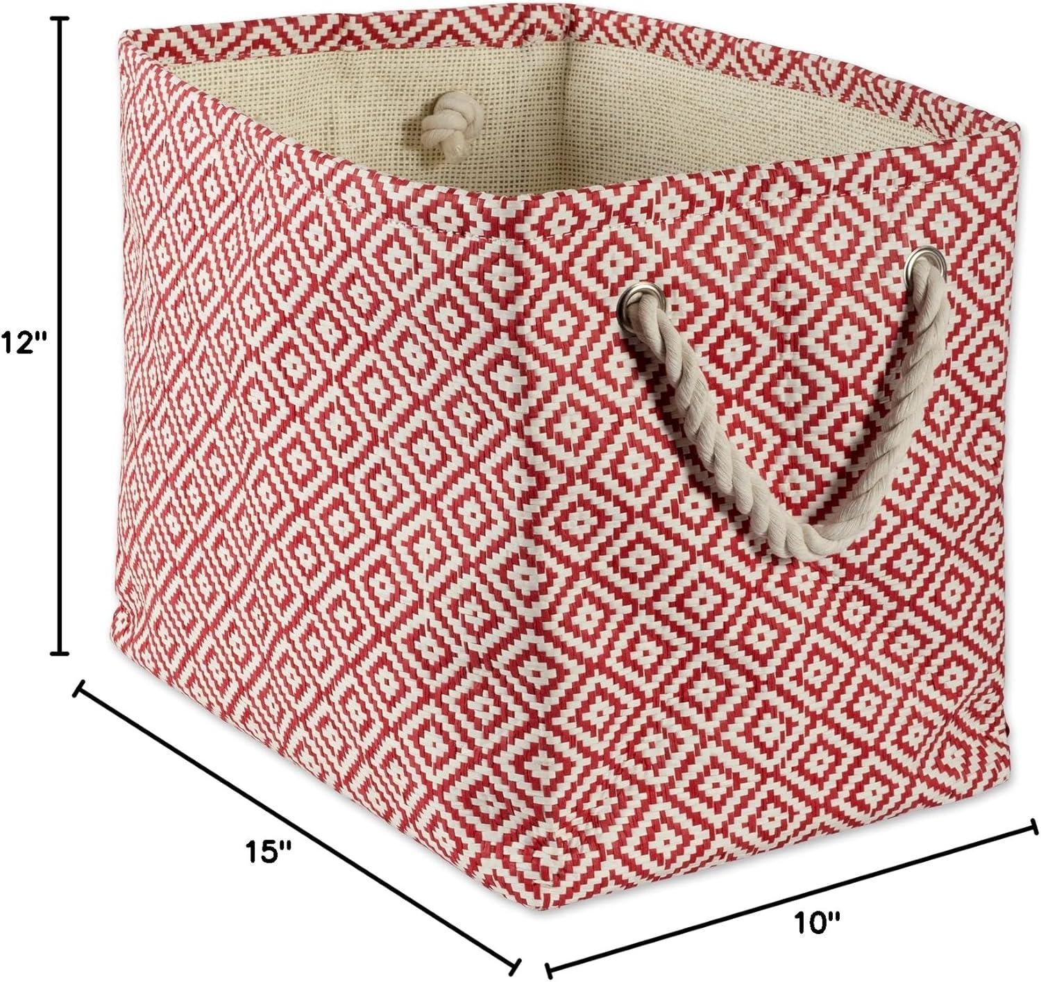imageDII Woven Paper Storage Bin Geo Diamond Stone Medium RectangleRust