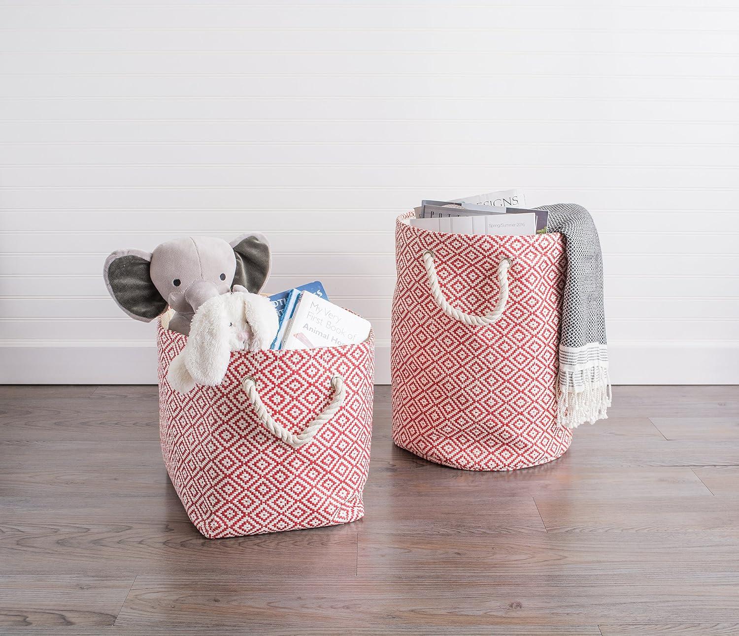 imageDII Woven Paper Storage Bin Geo Diamond Stone Medium RectangleRust