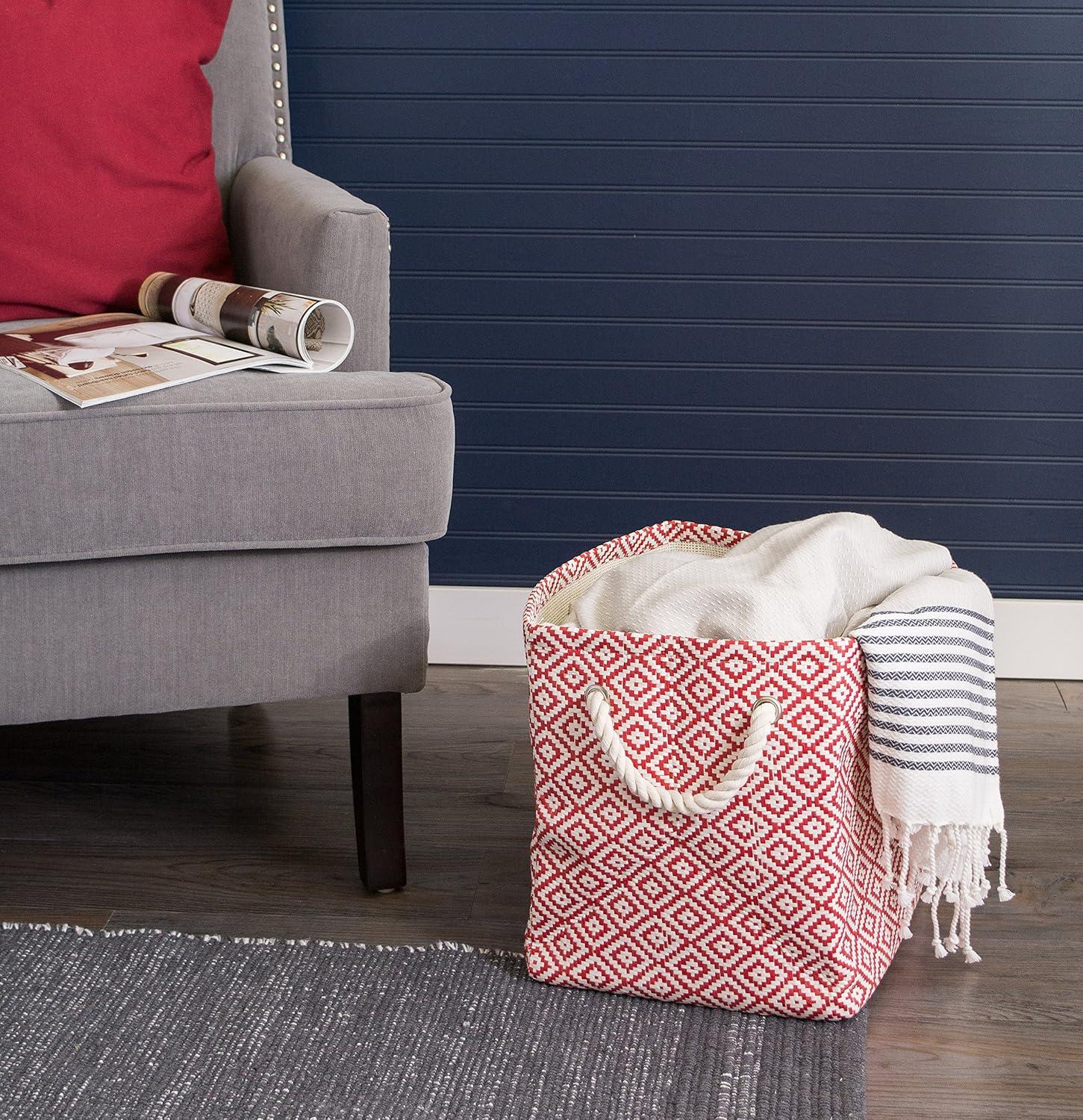 imageDII Woven Paper Storage Bin Geo Diamond Stone Medium RectangleRust