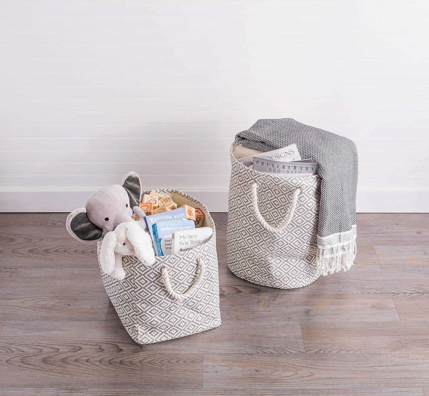 imageDII Woven Paper Storage Bin Geo Diamond Stone Medium RectangleStone