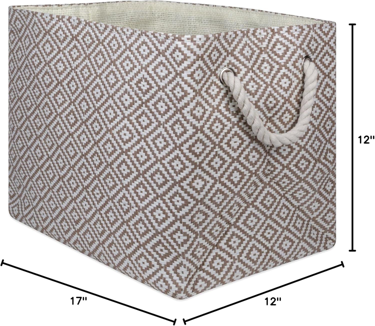 imageDII Woven Paper Storage Bin Geo Diamond Stone Medium RectangleStone