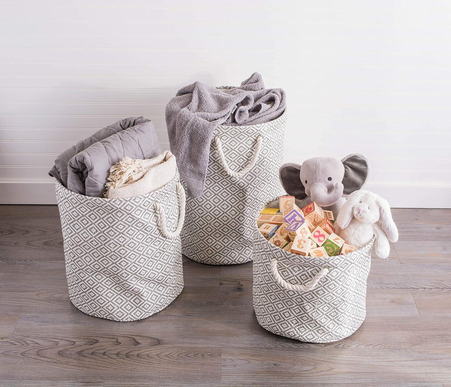 imageDII Woven Paper Storage Bin Geo Diamond Stone Medium RectangleStone