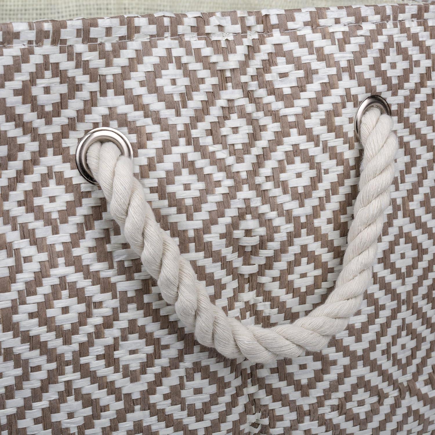 imageDII Woven Paper Storage Bin Geo Diamond Stone Medium RectangleStone