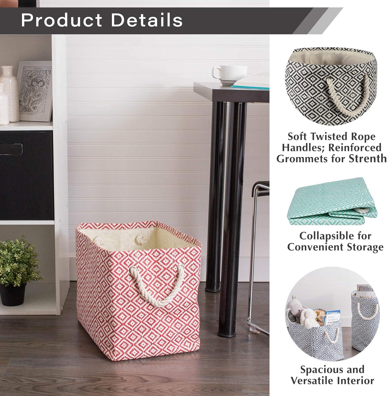 imageDII Woven Paper Storage Bin Geo Diamond Stone Medium RectangleStone