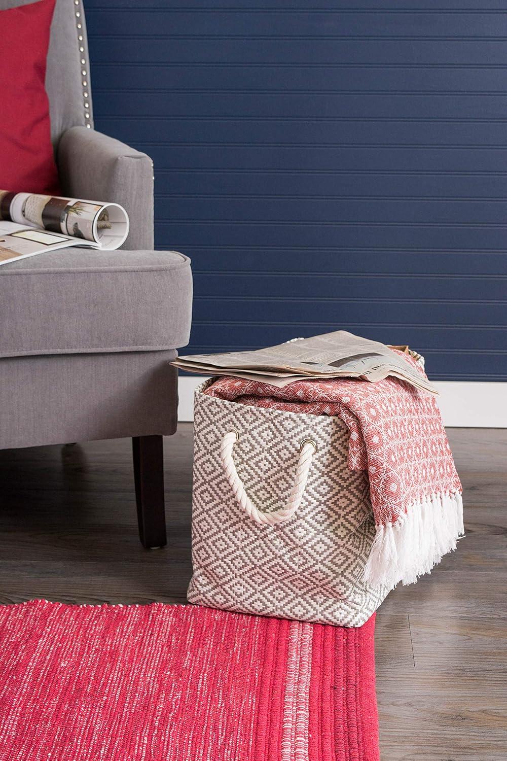 imageDII Woven Paper Storage Bin Geo Diamond Stone Medium RectangleStone