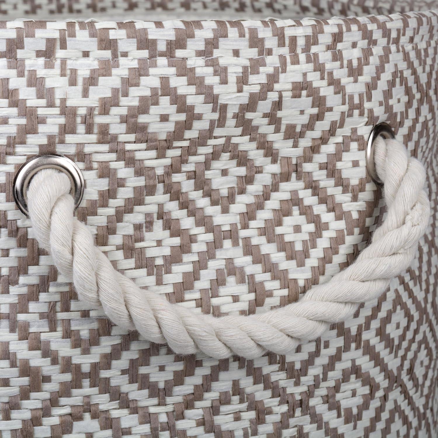 imageDII Woven Paper Storage Bin Geo Diamond Stone Medium RectangleStone