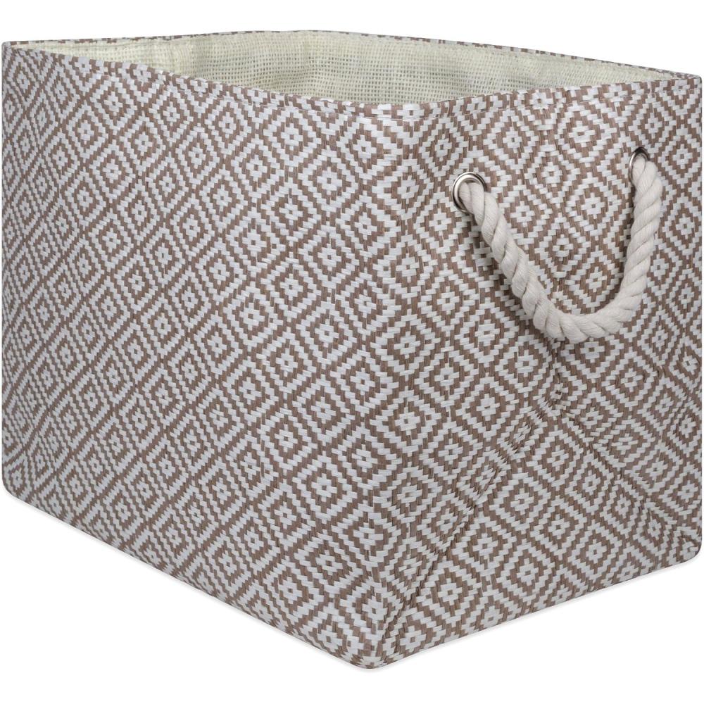 imageDII Woven Paper Storage Bin Geo Diamond Stone Medium RectangleStone