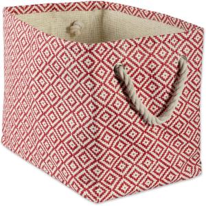 imageDII Woven Paper Storage Bin Geo Diamond Stone Medium RectangleRust