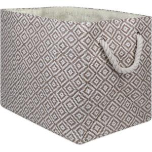 imageDII Woven Paper Storage Bin Geo Diamond Stone Medium RectangleStone