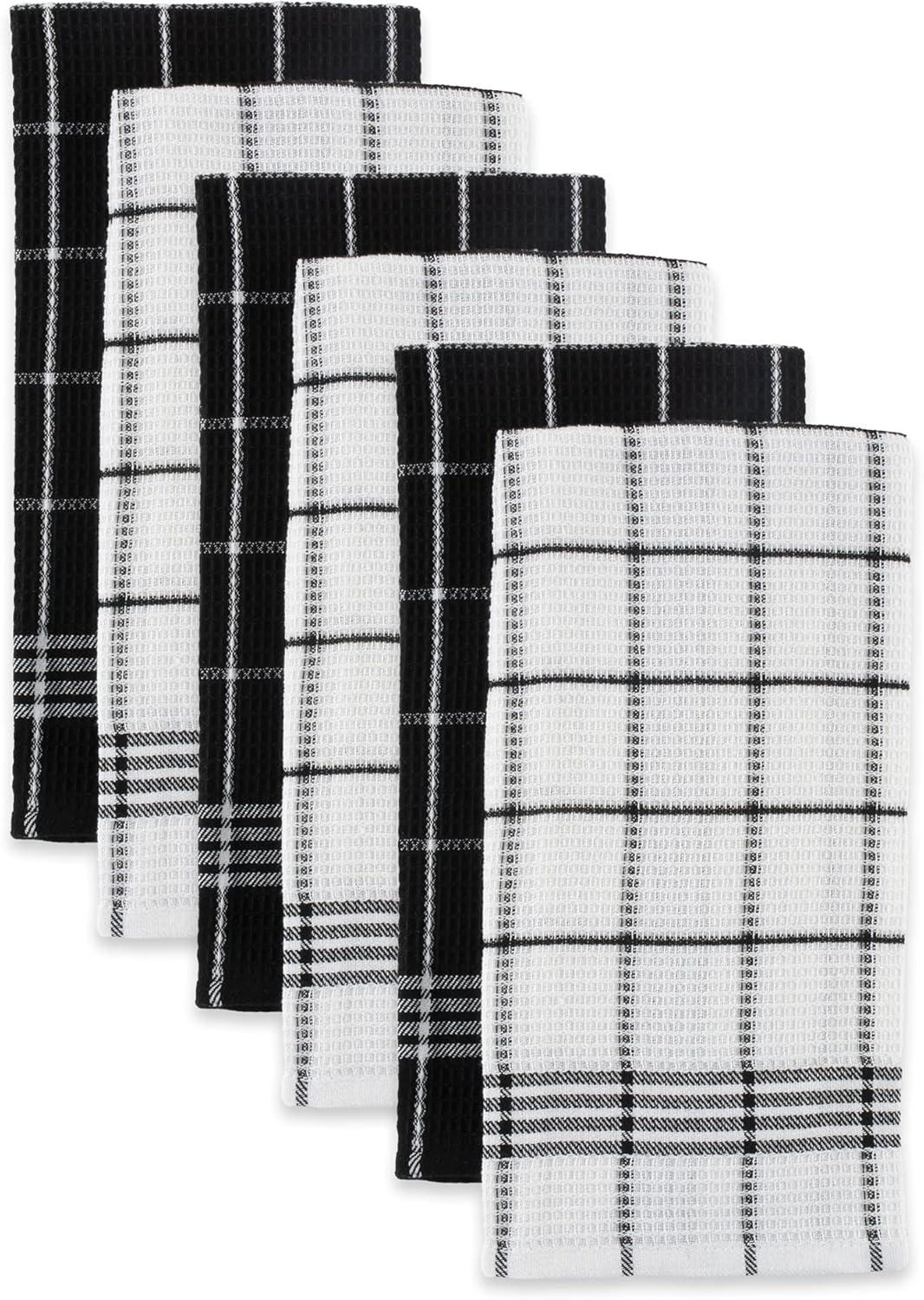 imageDII Waffle Weave Kitchen Collection 100 Cotton Dishtowel Set Leaf Green 6 PieceBlack