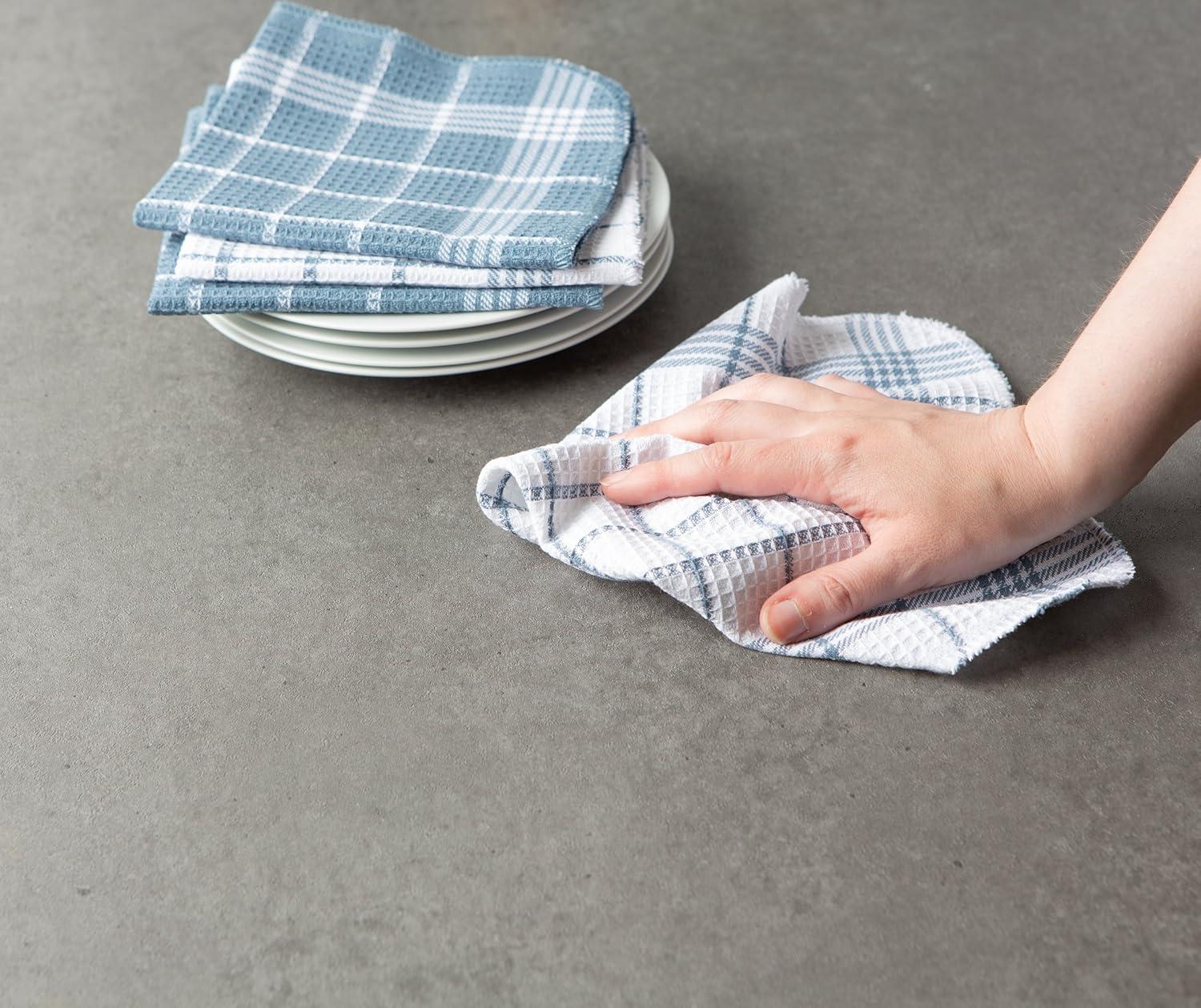 imageDII Waffle Weave Kitchen Collection 100 Cotton Dishtowel Set Leaf Green 6 PieceBlue