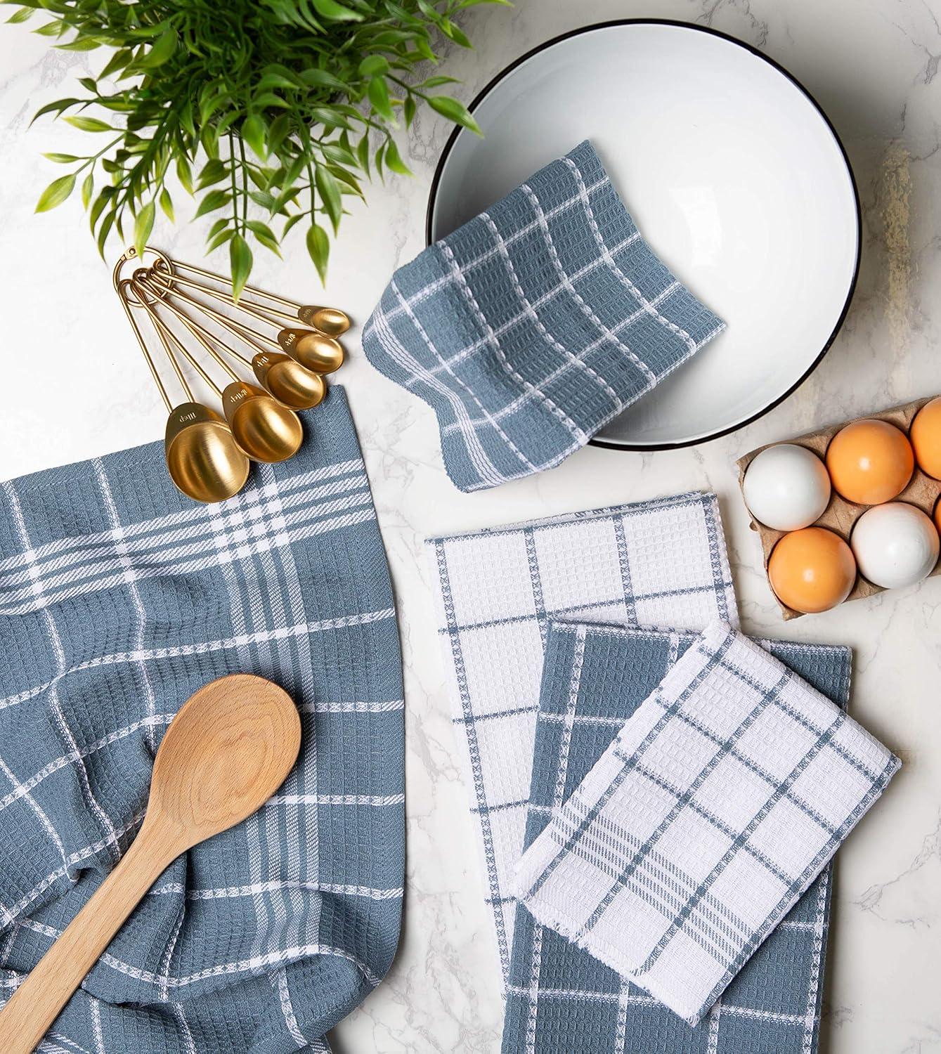imageDII Waffle Weave Kitchen Collection 100 Cotton Dishtowel Set Leaf Green 6 PieceBlue