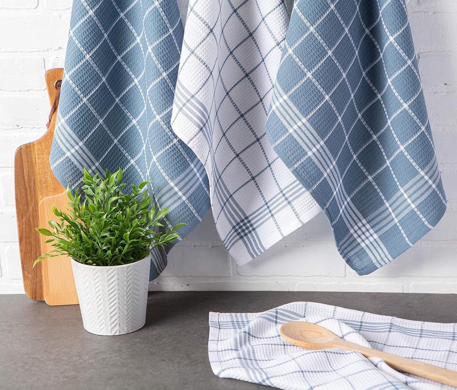 imageDII Waffle Weave Kitchen Collection 100 Cotton Dishtowel Set Leaf Green 6 PieceBlue
