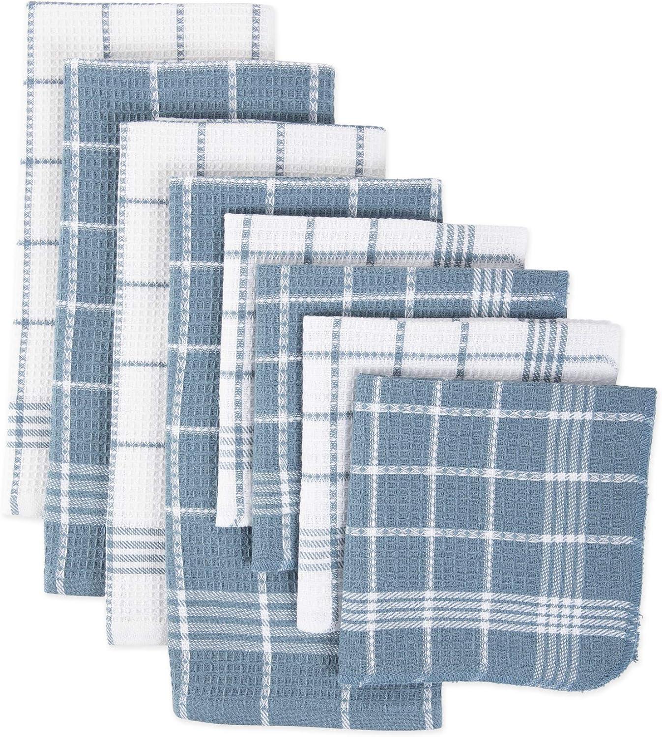 imageDII Waffle Weave Kitchen Collection 100 Cotton Dishtowel Set Leaf Green 6 PieceBlue