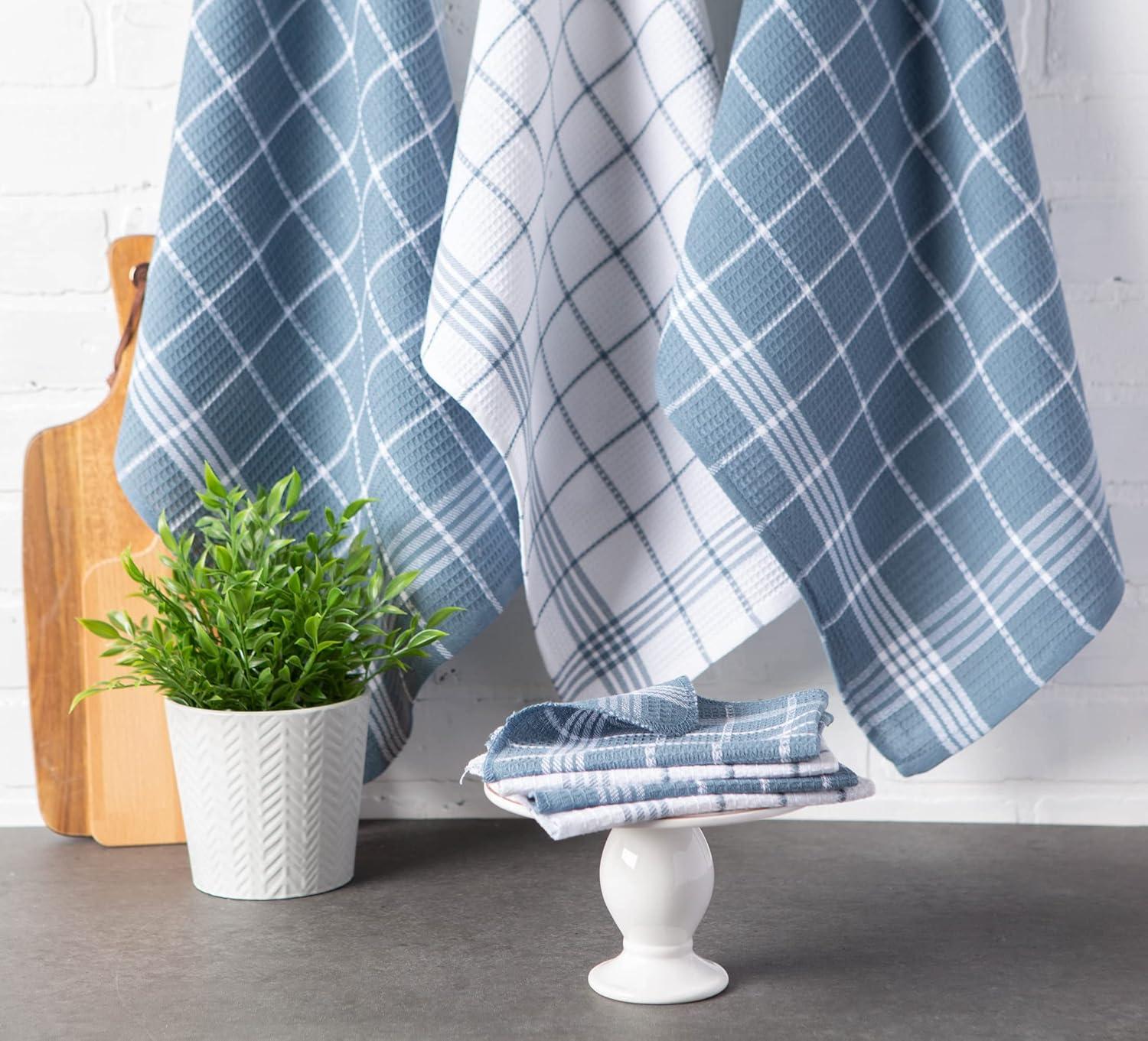 imageDII Waffle Weave Kitchen Collection 100 Cotton Dishtowel Set Leaf Green 6 PieceBlue