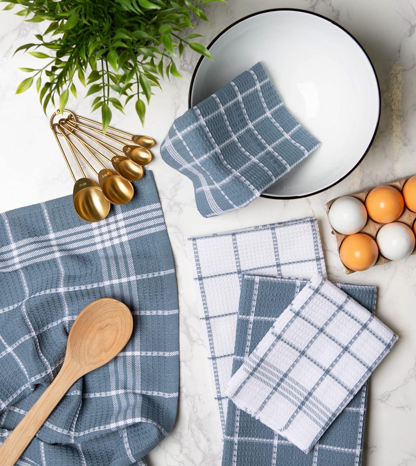imageDII Waffle Weave Kitchen Collection 100 Cotton Dishtowel Set Leaf Green 6 PieceBlue