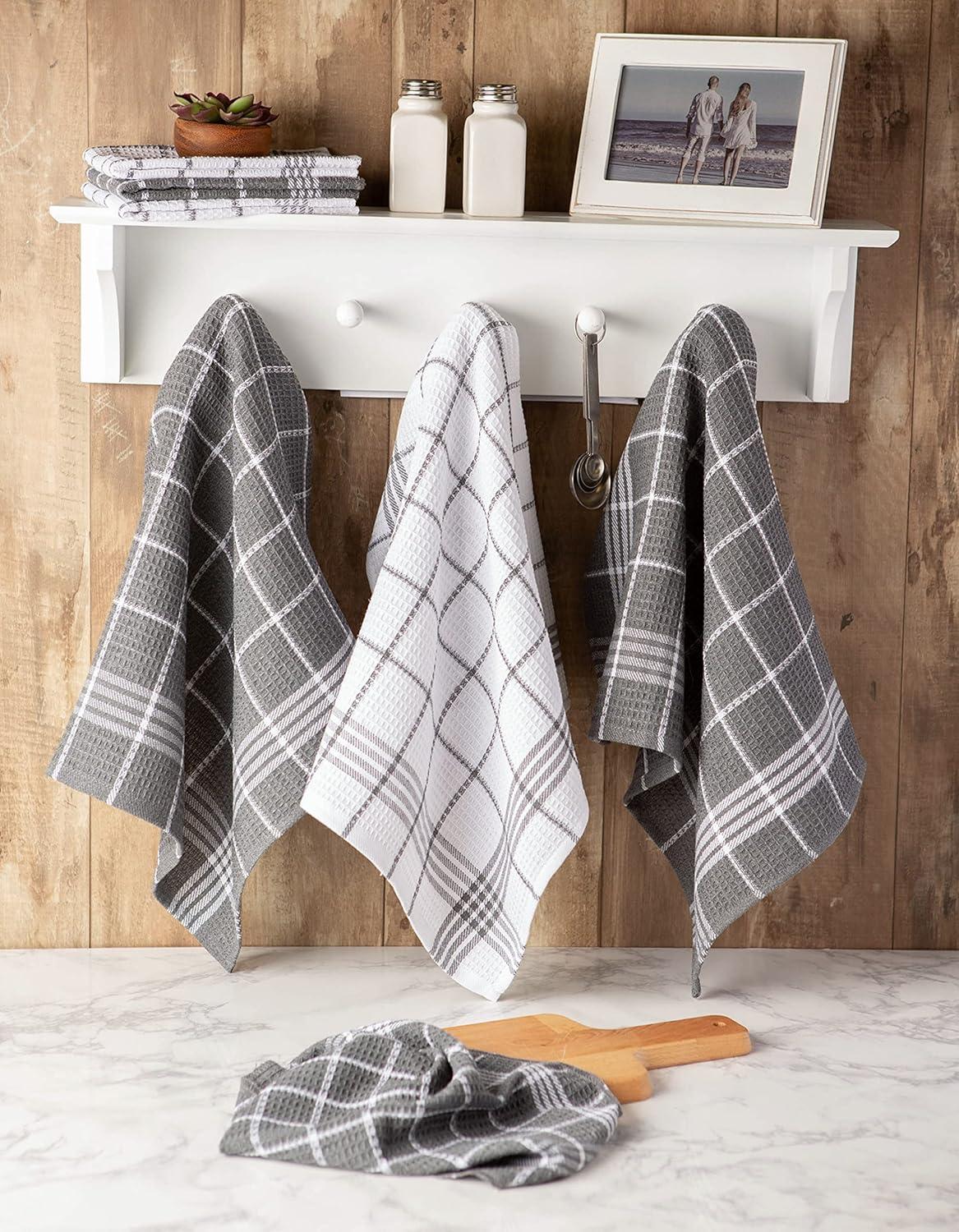 imageDII Waffle Weave Kitchen Collection 100 Cotton Dishtowel Set Leaf Green 6 PieceGray