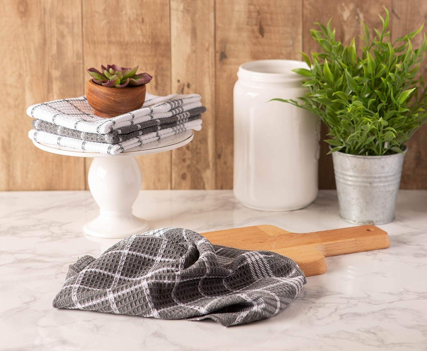 imageDII Waffle Weave Kitchen Collection 100 Cotton Dishtowel Set Leaf Green 6 PieceGray