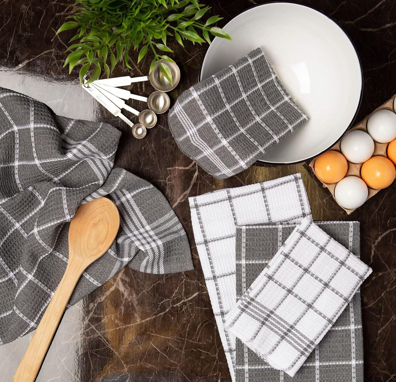 imageDII Waffle Weave Kitchen Collection 100 Cotton Dishtowel Set Leaf Green 6 PieceGray