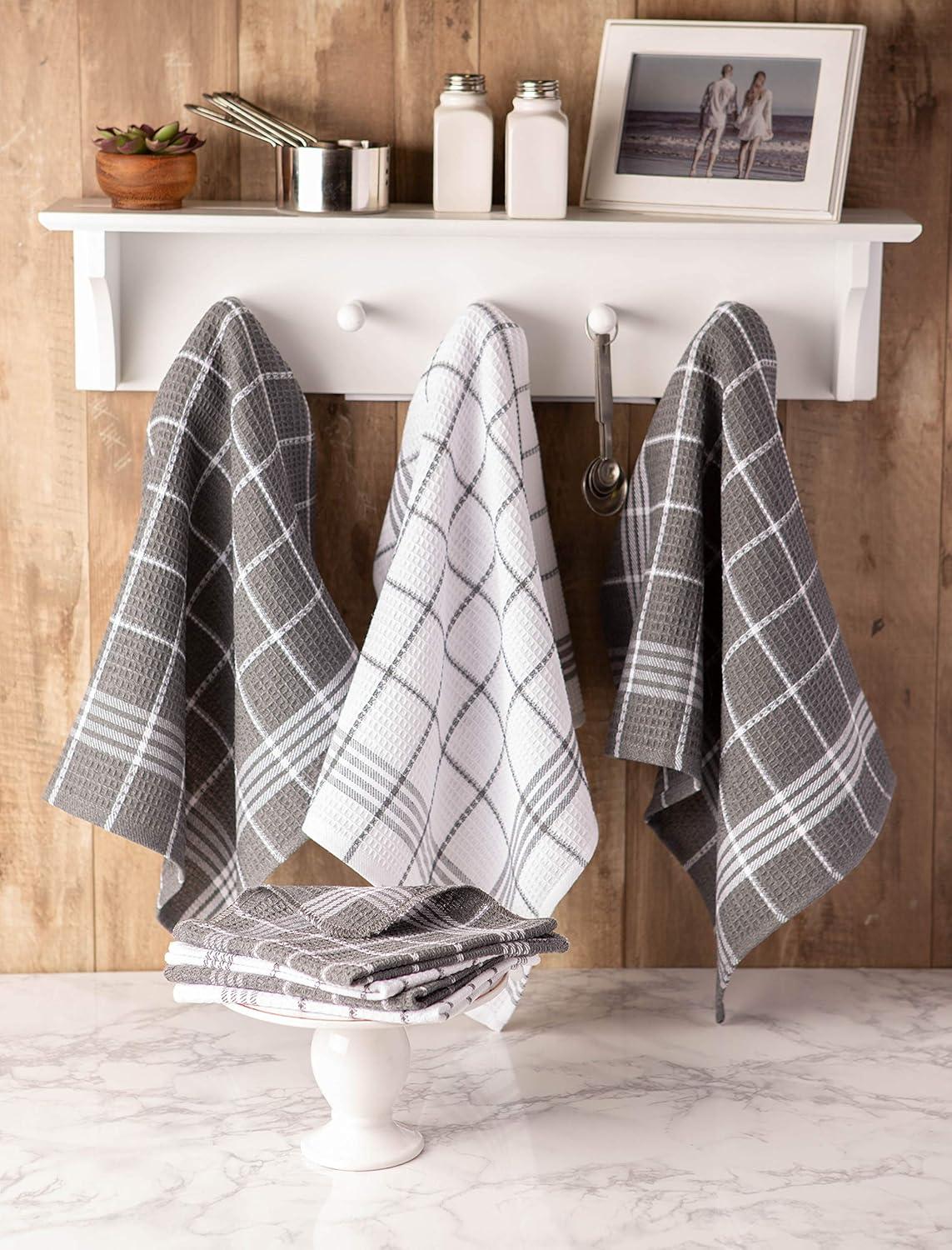 imageDII Waffle Weave Kitchen Collection 100 Cotton Dishtowel Set Leaf Green 6 PieceGray