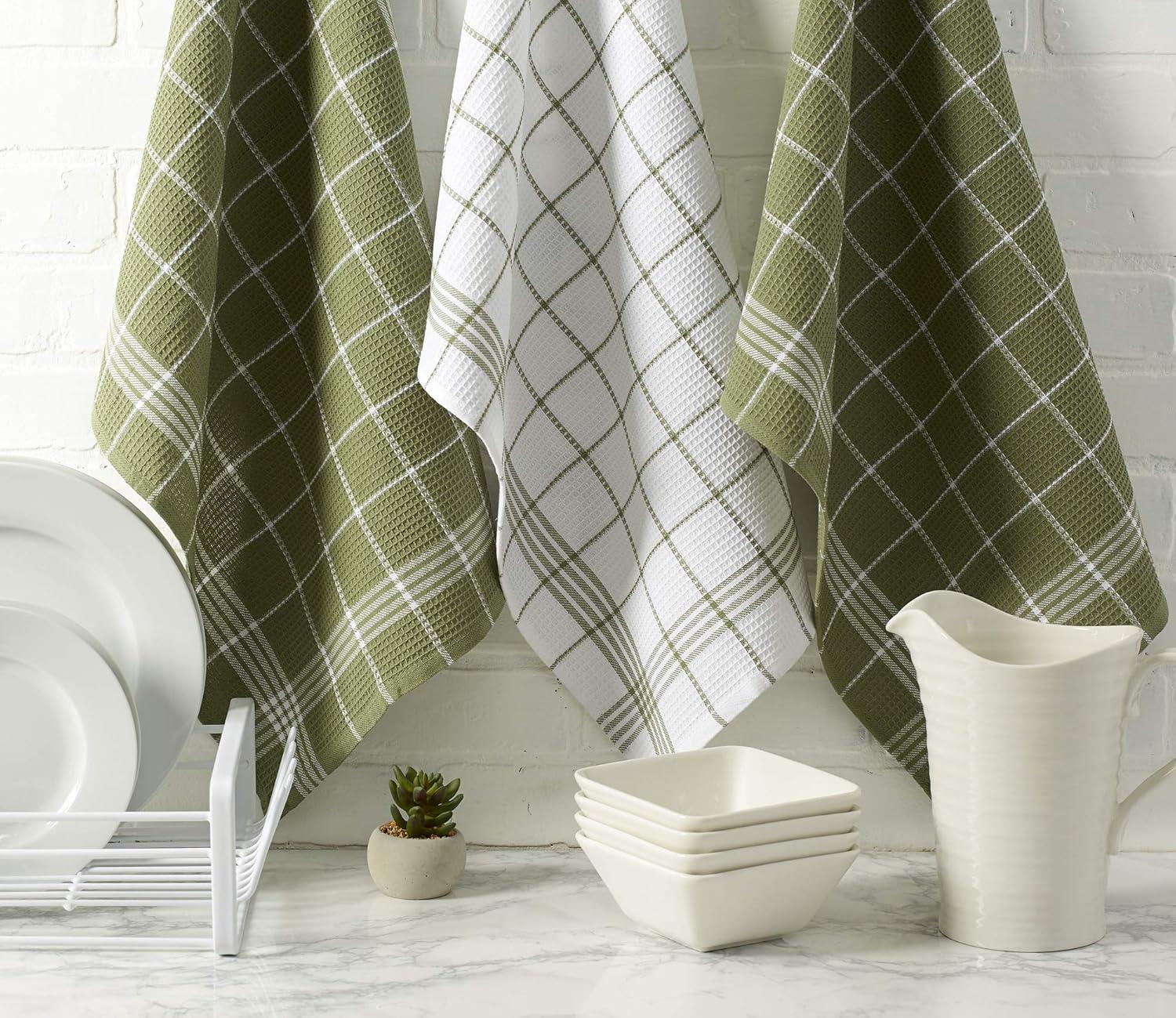 imageDII Waffle Weave Kitchen Collection 100 Cotton Dishtowel Set Leaf Green 6 PieceLeaf Green