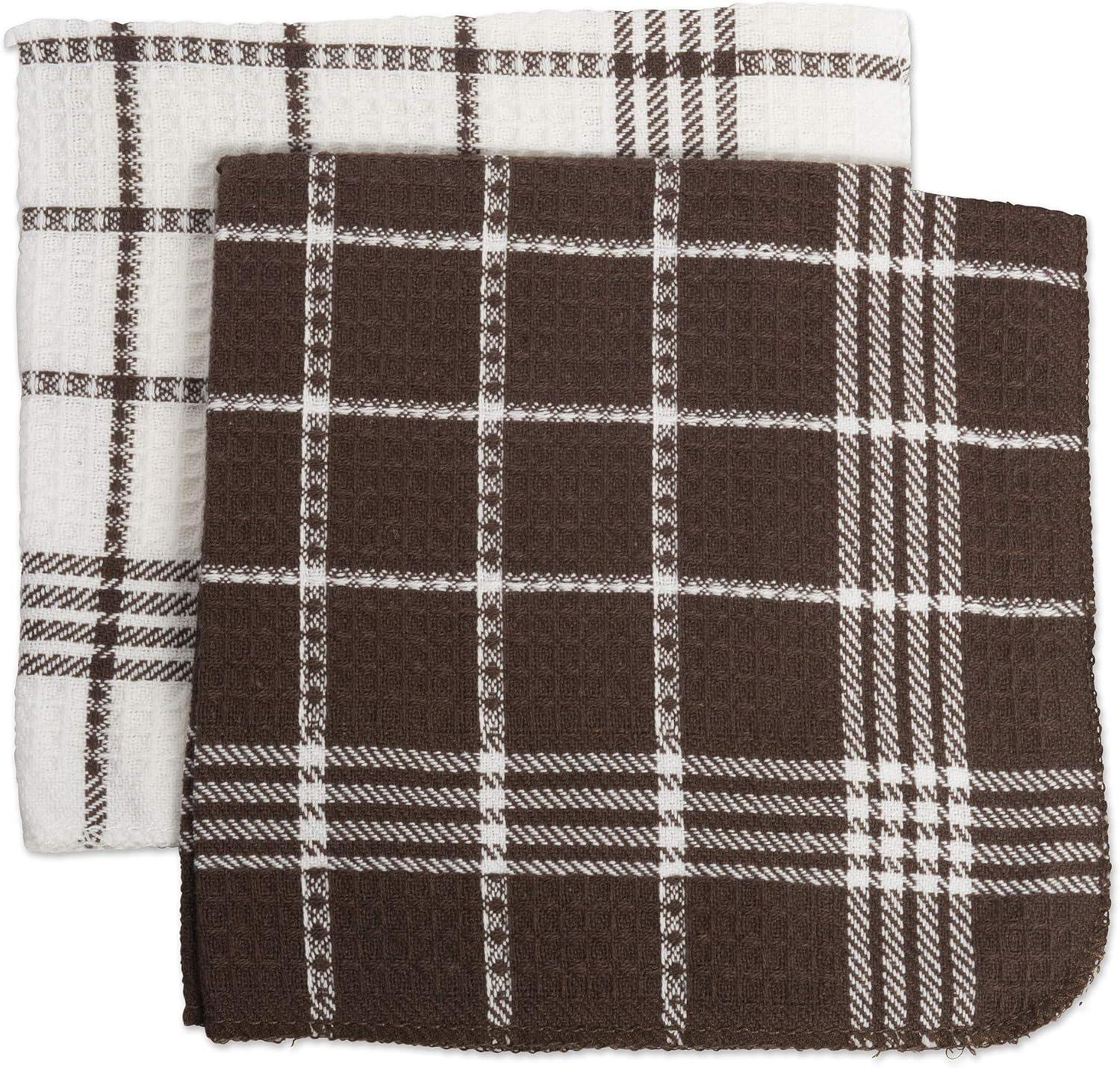 imageDII Waffle Weave Kitchen Collection 100 Cotton Dishtowel Set Leaf Green 6 PieceMocha Brown