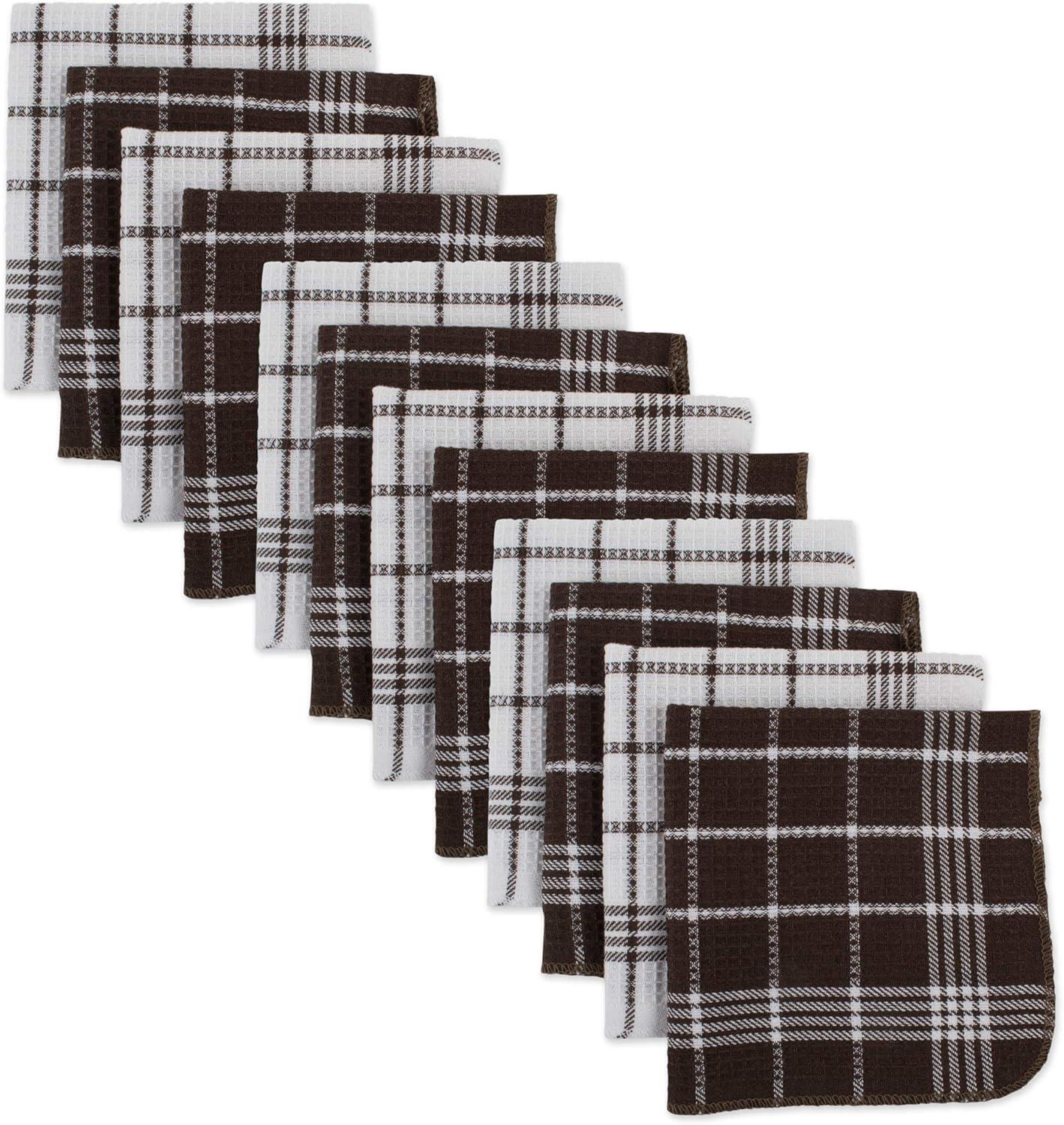 imageDII Waffle Weave Kitchen Collection 100 Cotton Dishtowel Set Leaf Green 6 PieceMocha Brown