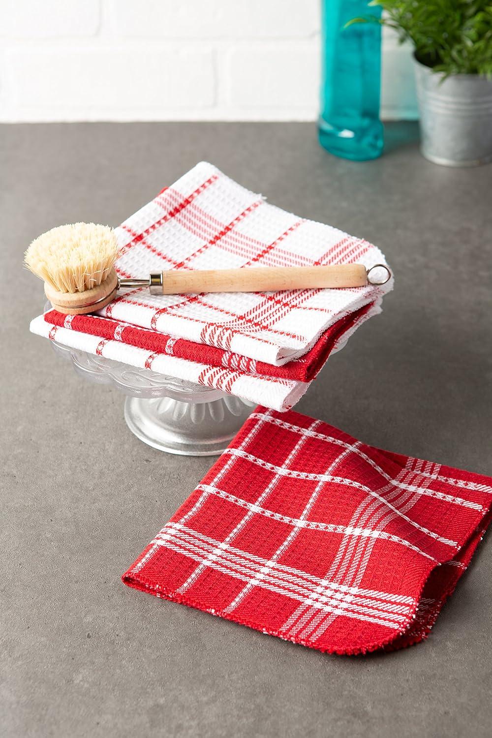 imageDII Waffle Weave Kitchen Collection 100 Cotton Dishtowel Set Leaf Green 6 PieceRed