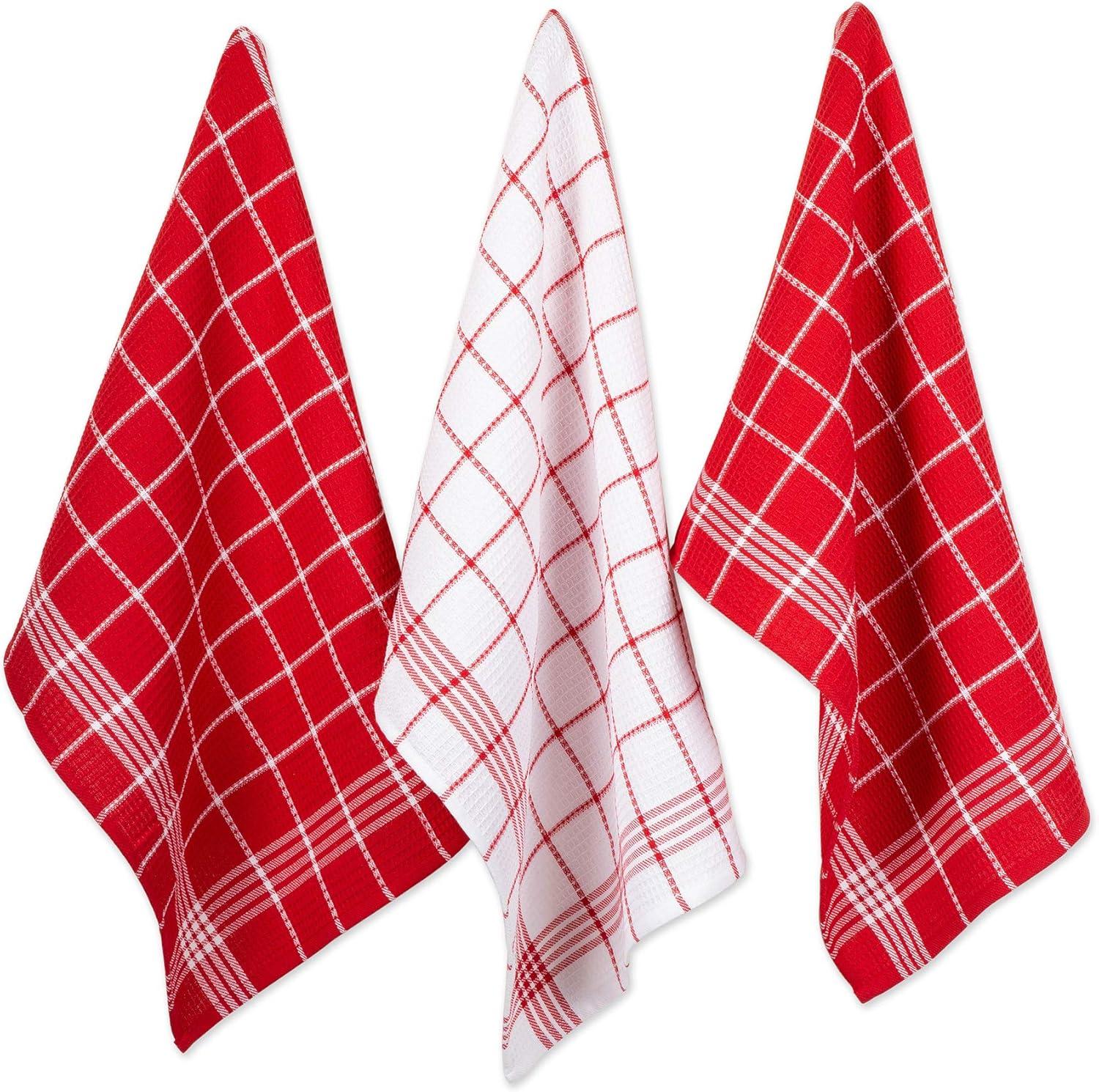 imageDII Waffle Weave Kitchen Collection 100 Cotton Dishtowel Set Leaf Green 6 PieceRed