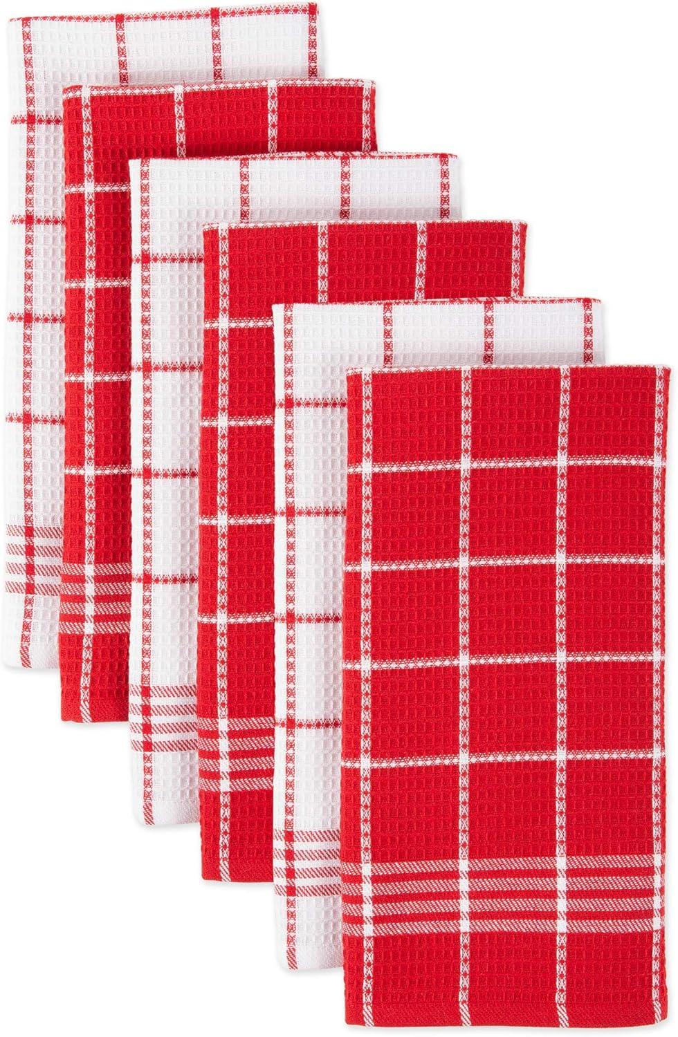 imageDII Waffle Weave Kitchen Collection 100 Cotton Dishtowel Set Leaf Green 6 PieceRed