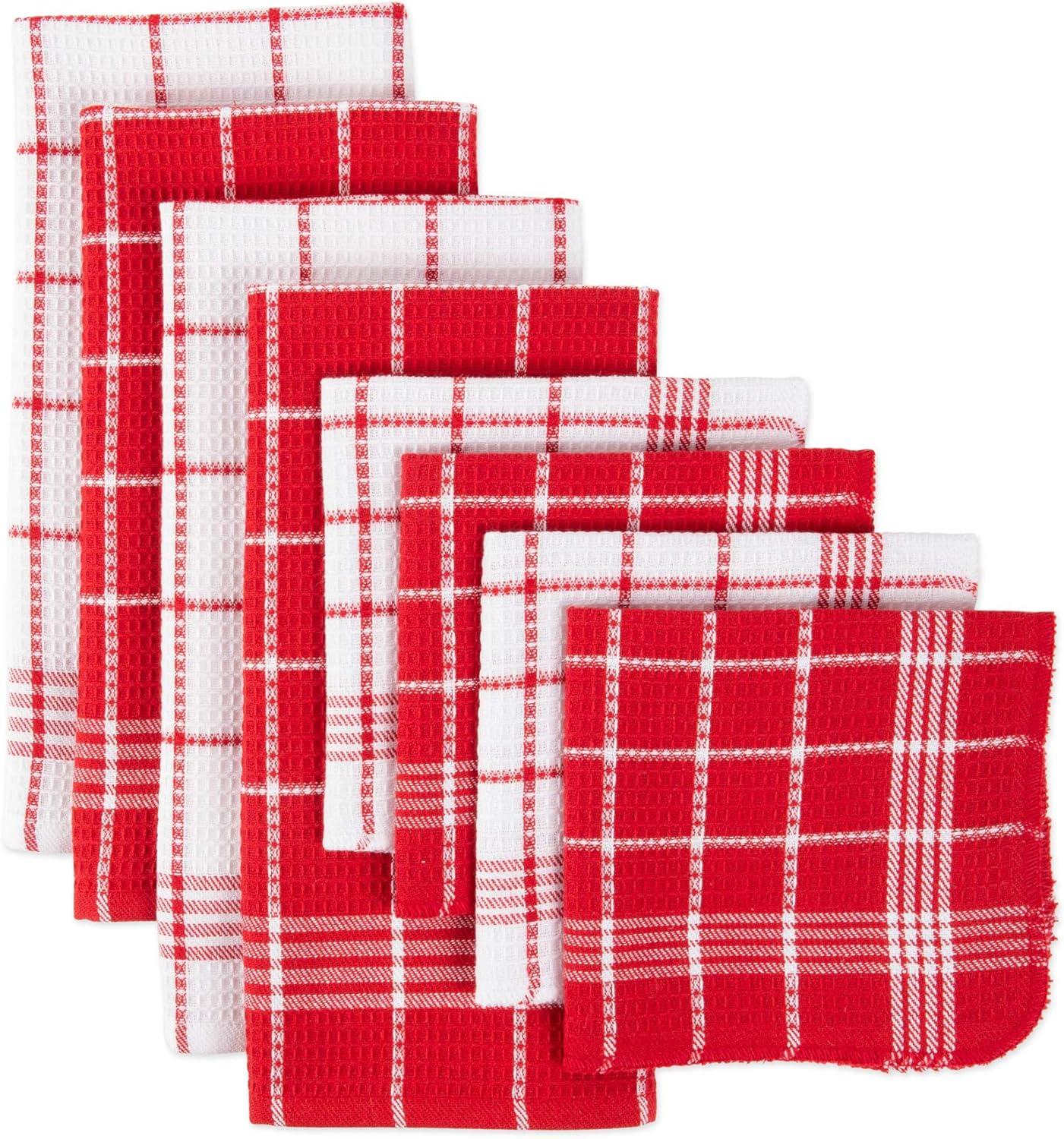 imageDII Waffle Weave Kitchen Collection 100 Cotton Dishtowel Set Leaf Green 6 PieceRed