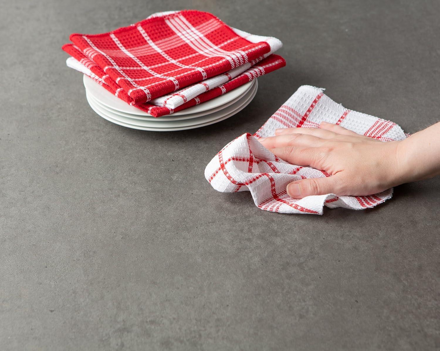 imageDII Waffle Weave Kitchen Collection 100 Cotton Dishtowel Set Leaf Green 6 PieceRed