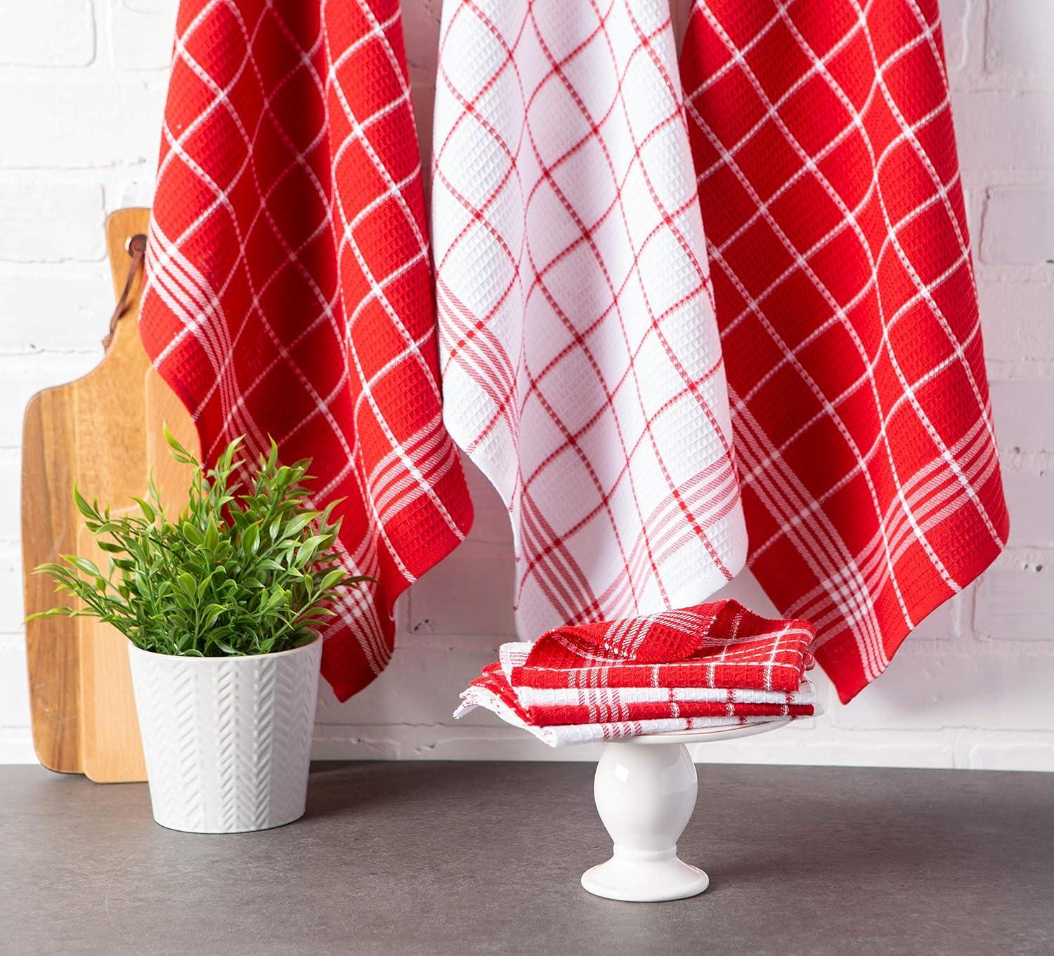 imageDII Waffle Weave Kitchen Collection 100 Cotton Dishtowel Set Leaf Green 6 PieceRed