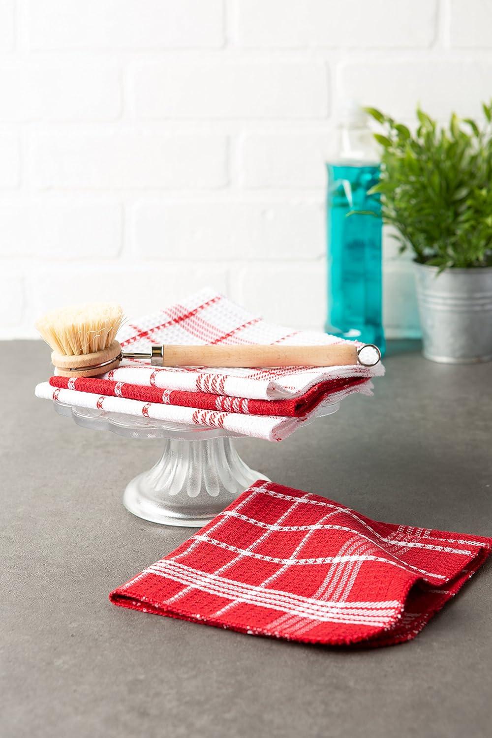 imageDII Waffle Weave Kitchen Collection 100 Cotton Dishtowel Set Leaf Green 6 PieceRed