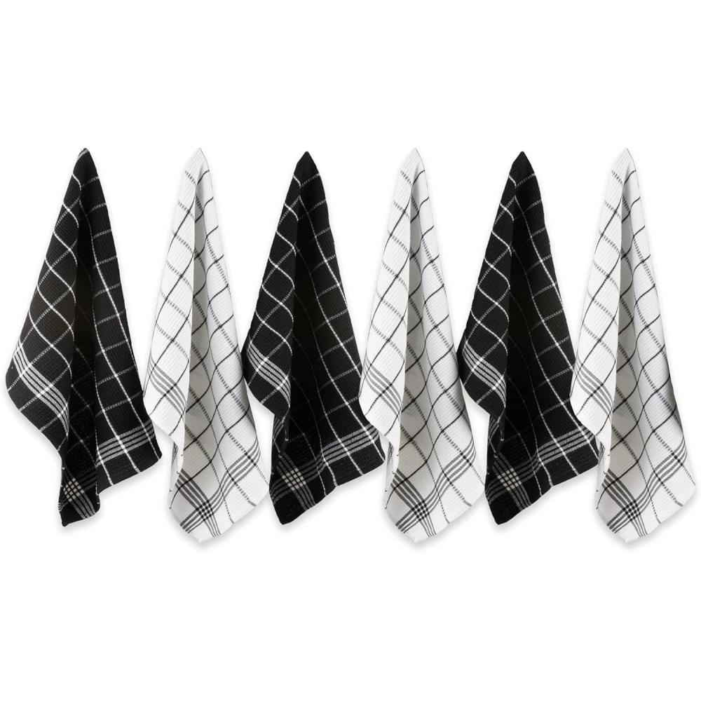 imageDII Waffle Weave Kitchen Collection 100 Cotton Dishtowel Set Leaf Green 6 PieceBlack