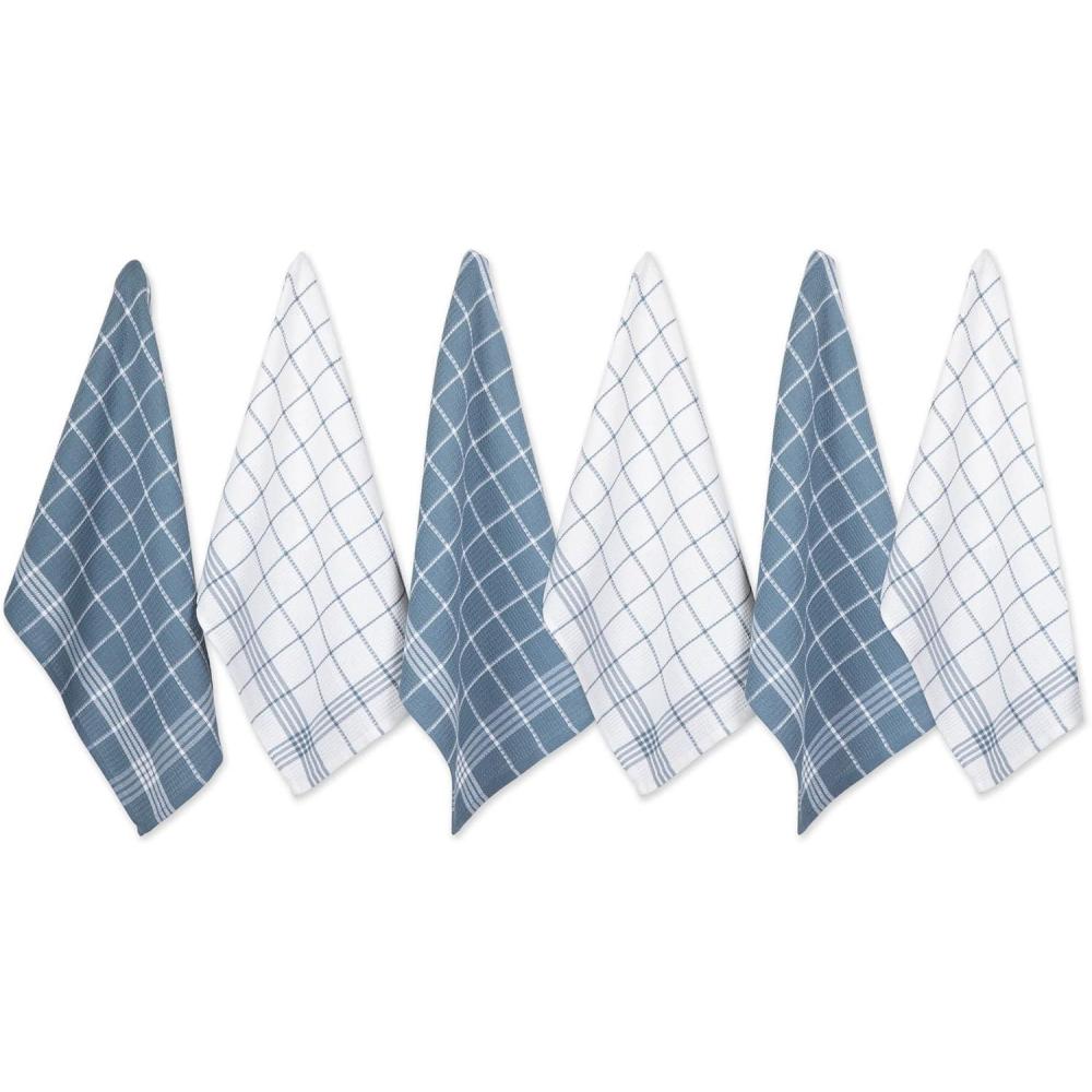 imageDII Waffle Weave Kitchen Collection 100 Cotton Dishtowel Set Leaf Green 6 PieceBlue
