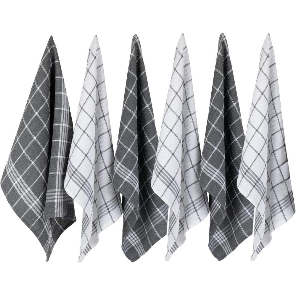 imageDII Waffle Weave Kitchen Collection 100 Cotton Dishtowel Set Leaf Green 6 PieceGray