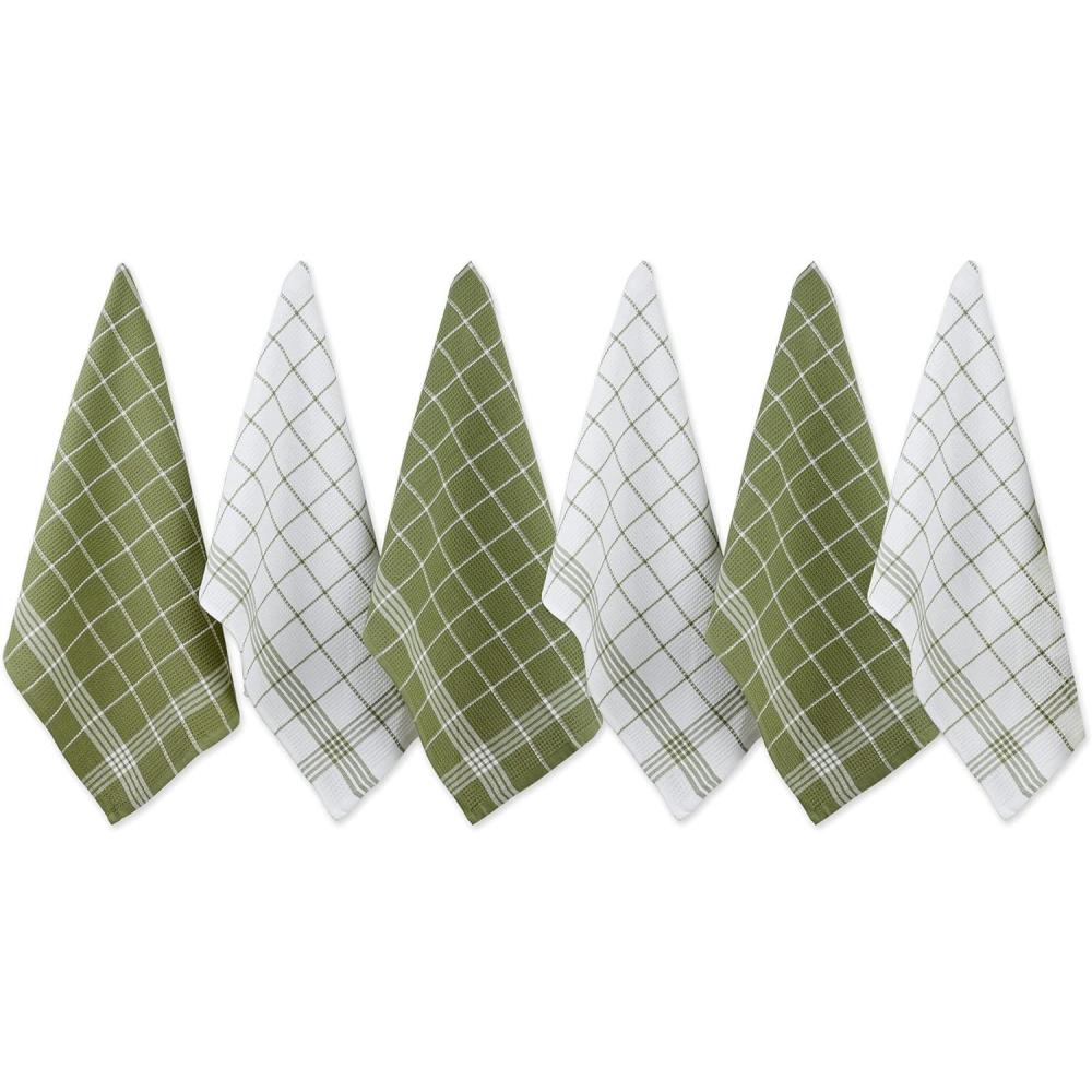 imageDII Waffle Weave Kitchen Collection 100 Cotton Dishtowel Set Leaf Green 6 PieceLeaf Green