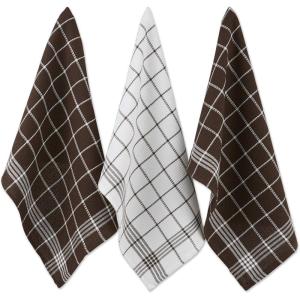imageDII Waffle Weave Kitchen Collection 100 Cotton Dishtowel Set Leaf Green 6 PieceMocha Brown