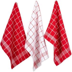 imageDII Waffle Weave Kitchen Collection 100 Cotton Dishtowel Set Leaf Green 6 PieceRed