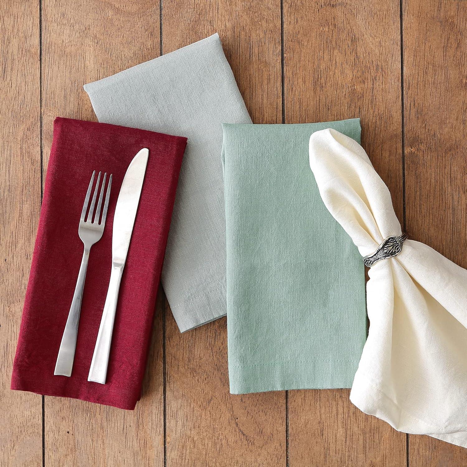 imageDII Linen Tabletop Collection Machine Washable Placemat Set 145x205 Cream 4 PieceCranberry